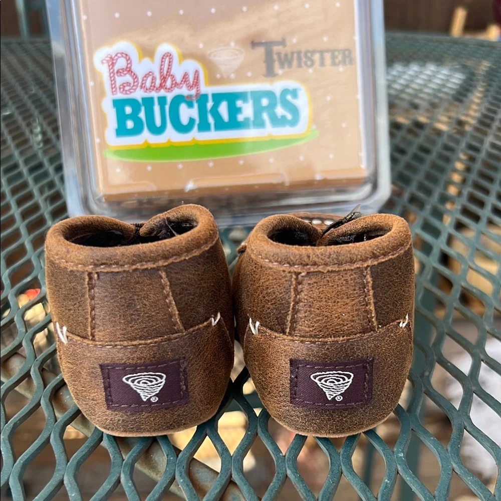Twister Baby Buckers Brown Woven Moccasin-Style Kids Shoes